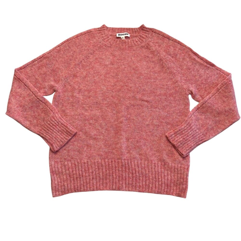 Pacas Sweater Baby Alpaca Merino Wool Coral Crewneck Pointelle Sleeves Womens XL - Picture 3 of 9